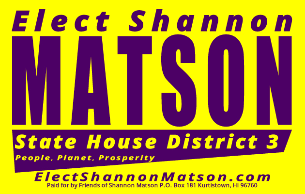 Shannon Matson for State House Original Ad in Hawaii Tribune-Herald